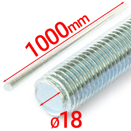 Pręt gwintowany szpilka M18 ocynkowany 1000 mm 1szt.