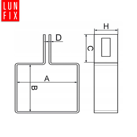 Obejma końcowa początkowa 40x60 mm srebrna komplet