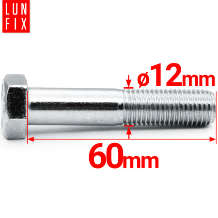 Śruba sześciokątna M12x60 ocynk DIN 931 klasa 8.8 półgwint 1kg