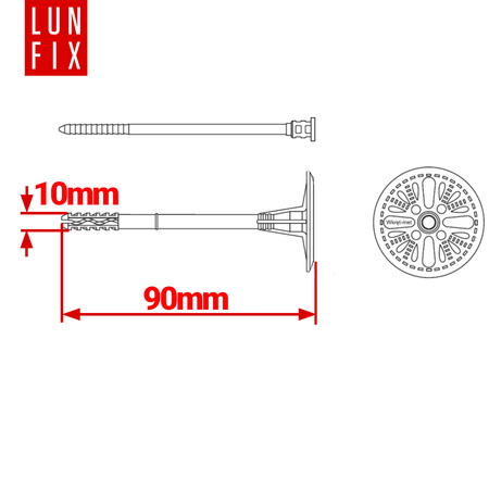 Kołki do styropianu 90 mm z trzpieniem 200szt.