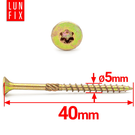 Wkręty ciesielskie stożkowe 5x40 do drewna KMWHT 500szt.