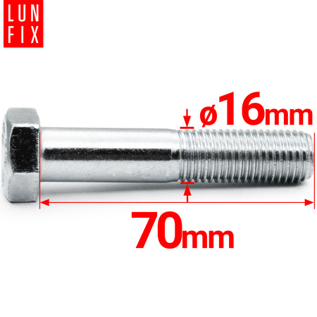 Śruba sześciokątna M16x70 ocynk DIN 931 klasa 8.8 półgwint 1kg