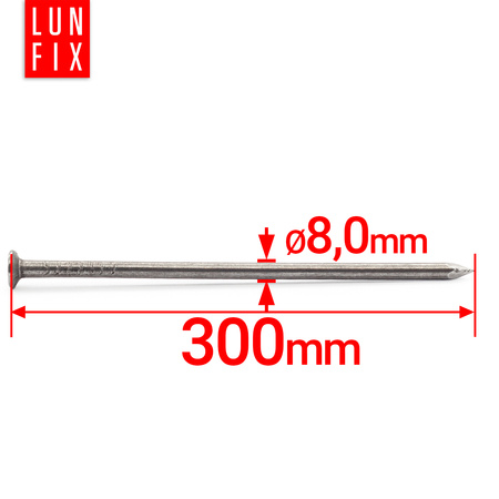 Gwoździe budowlane 8x300 mm 12 cali czarne 5kg