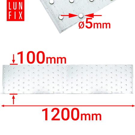 Płytka perforowana 1200x100x2 PP94 łącznik ciesielski płaski 1szt.