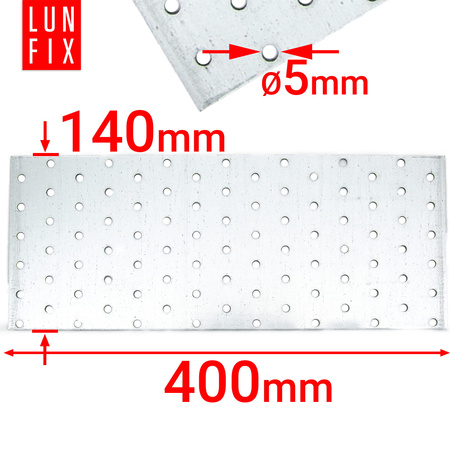 Płytka perforowana 400x140x2 PP33 łącznik ciesielski płaski 1szt.