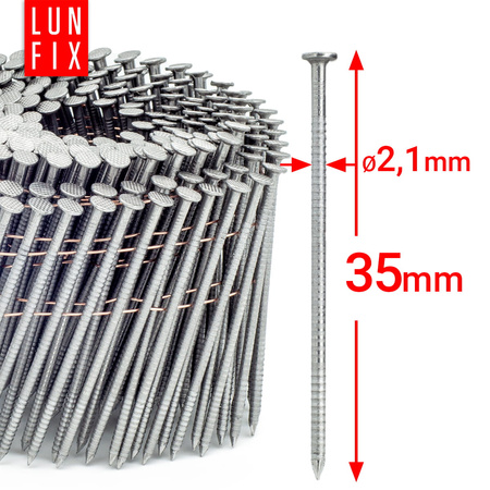 Gwoździe do gwoździarki bębnowej 35mm 2,1x35 pierścieniowe na drucie 14400szt.