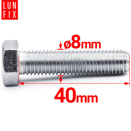 Śruba sześciokątna M8x40 ocynkowana DIN 933 klasa 8.8 1kg