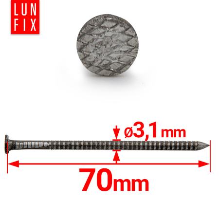 Gwoździe pierścieniowe 3,1x70 mm ciesielskie czarne 5kg