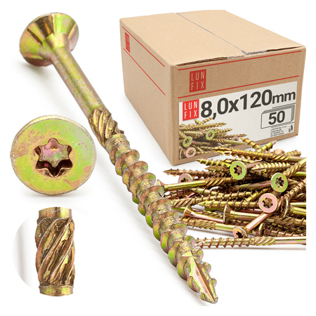 Wkręty ciesielskie stożkowe 8x120 do drewna KMWHT 50szt.