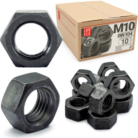 Nakrętka sześciokątna M10 DIN 934 klasa 6 czarna 10szt.