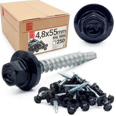 Wkręty farmerskie 4,8x55 samowiercące farmery czarne WFD 250szt.