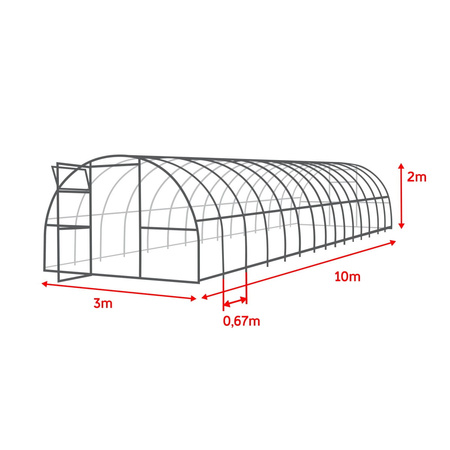 Szklarnia z poliwęglanu 3x10m profil 20x20mm grubość 3mm