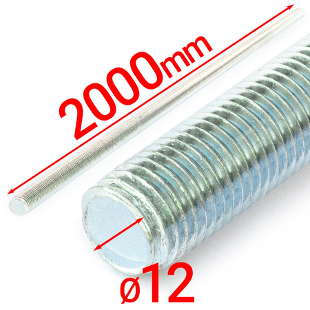 Pręt gwintowany szpilka M12 ocynkowany 2000 mm 10szt.
