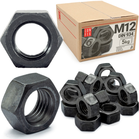 Nakrętka sześciokątna M12 DIN 934 klasa 6 czarna 5kg