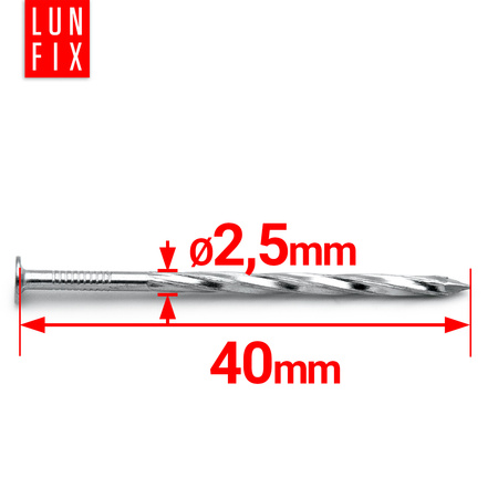 Gwoździe skręcane 2,5x40 mm  ocynkowane 5kg