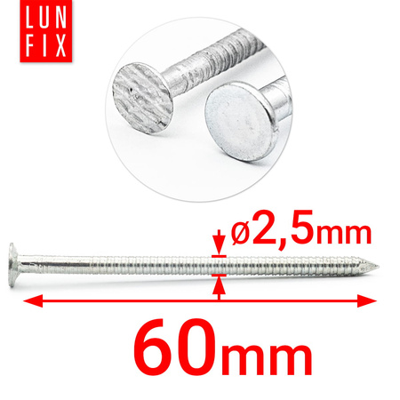 Gwoździe pierścieniowe 2,5x60 mm ocynkowane 5kg