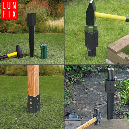 Podstawa słupa czarna wbijana 90x90 kotwa 750mm