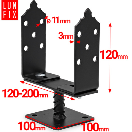 Podstawa słupa regulowana odzdobna 120-200mm z podstawką