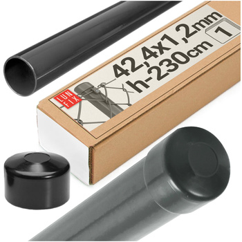 Słupek ogrodzeniowy okrągły fi 42 1,2mm grubości 2,3m 230cm grafitowy