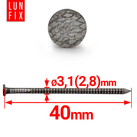 Gwoździe pierścieniowe 3,1x40 mm 1,5" ciesielskie czarne 5kg