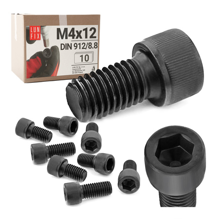 Śruba imbusowa M4 12mm czarny ocynk DIN 912 kl 8.8 10szt