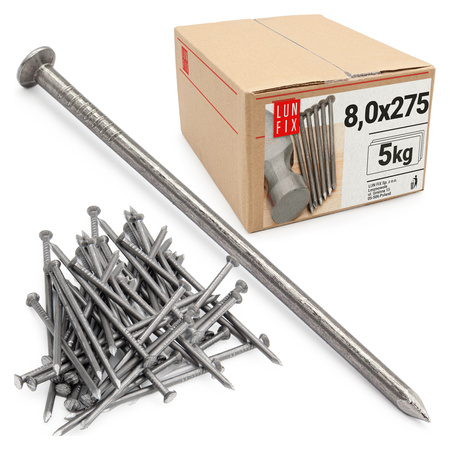 Gwoździe budowlane 8x275 mm 11 cali czarne 5kg
