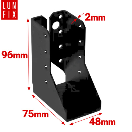 Wieszak belki zagięty czarny 48x96x75x2 wspornik łącznik 1szt.