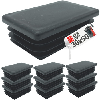 Zaślepka prostokątna 30x50 nasadka do profili czarna 10szt.