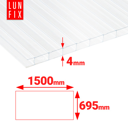 Poliwęglan komorowy 4mm płyta bezbarwna 69,5x150cm