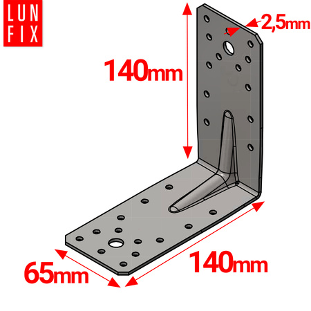 Kątownik z przetłoczeniem czarny 140x140x65x2 1szt.