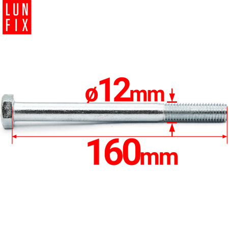 Śruba sześciokątna M12x160 ocynk DIN 931 klasa 8.8 półgwint 1kg