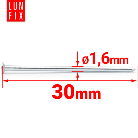 Gwoździe budowlane 1,6x30 mm ocynkowane 1kg