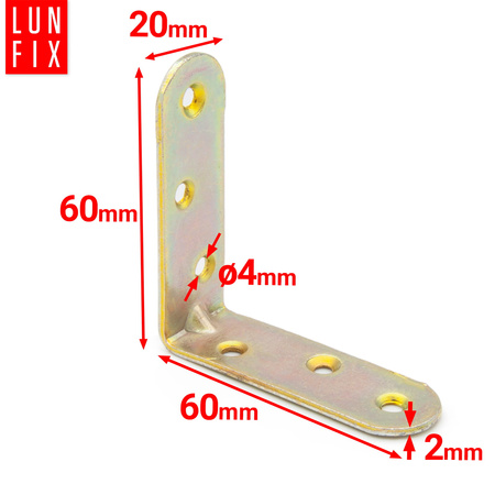 Kątownik meblowy 60x60x20x2 KR6 50szt.