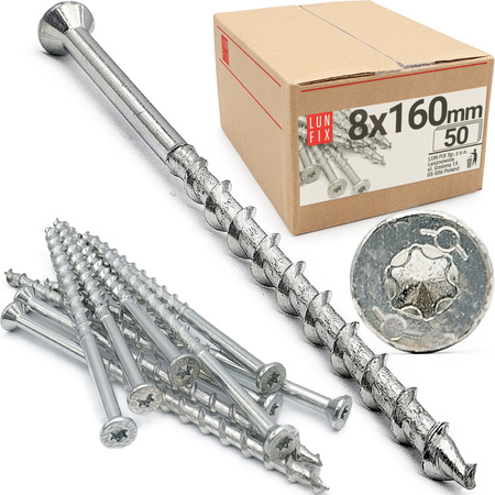 Wkręty do gazobetonu 8x160 łeb stożkowy z gniazdem TX30 50szt.