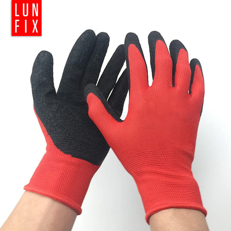 Rękawice robocze powlekane lateksem czerwone M 1szt.