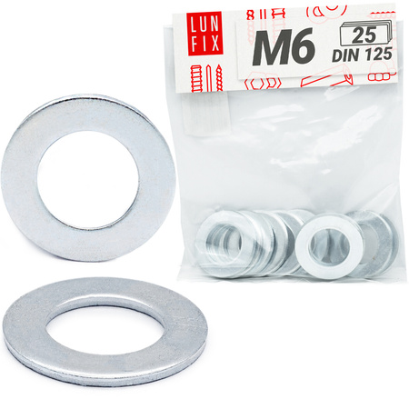 Podkładka płaska okrągła M6 ocynkowana DIN125 25szt.