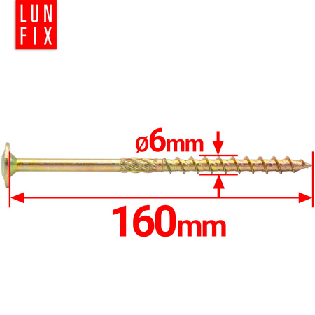 Wkręty ciesielskie talerzowe 6x160 do drewna WKCP 50szt.