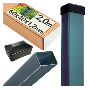 Słupek ogrodzeniowy 60x40 LUNBERG 60x40x2000 1,3mm grubości, grafitowy 200cm 2m
