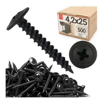 Wkręty do metalu czarne 4,2x25 fosfatowane z łbem podkładkowym 500szt.
