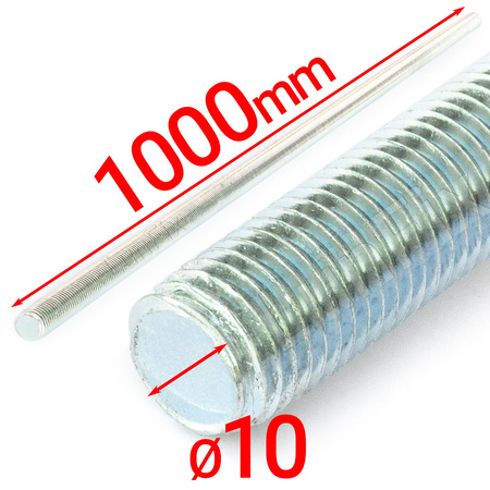 Pręt gwintowany szpilka M10 ocynkowany 1000 mm 10szt.