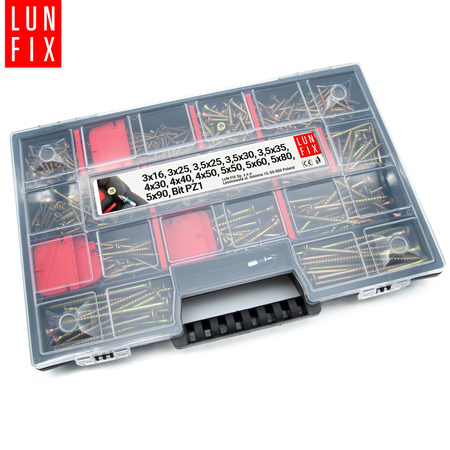 Zestaw wkrętów do drewna 770szt. hartowanych + Bit PZ1