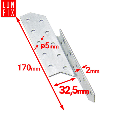 Łącznik krokwiowy LK2 ciesielski 170x32,5 mm PRAWY 10szt.