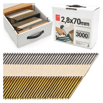 Gwoździe do gwoździarki 70mm 2,8x70 gładkie na papierze czarne 3000szt.