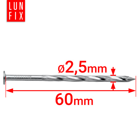 Gwoździe skręcane 2,5x60 mm 2,5" ocynkowane 1kg