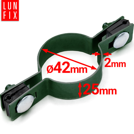 Obejma pośrednia fi42mm do paneli ZIELONA zestaw