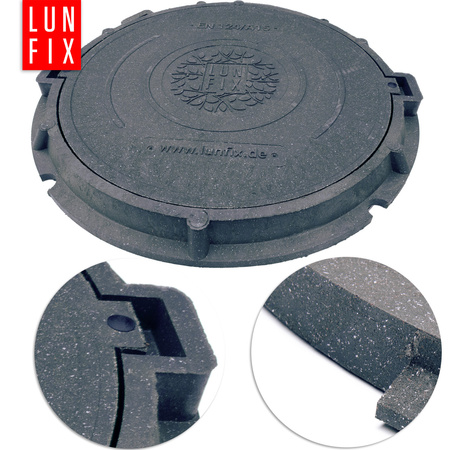 Właz do studni, klapa, pokrywa, studzienka, do szamba, DN 600 mm, 60 cm, Czarny A15 1,5t