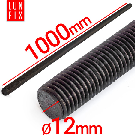 Pręt gwintowany szpilka M12 czarny 1000 mm klasa 10.9 1szt.