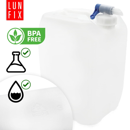 Kanister z kranem 20l zbiornik na wodę pojemnik baniak HDPE + nakrętka