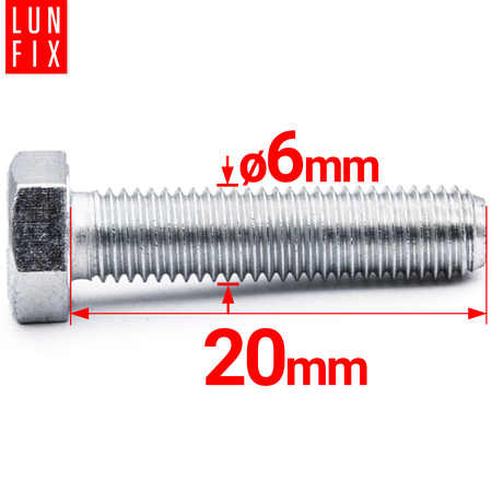 Śruba sześciokątna M6x20 ocynkowana DIN 933 klasa 8.8 1kg