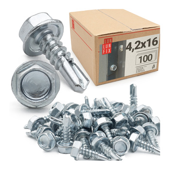 Wkręty samowiercące 4,2x16 łeb 6-kątny DIN7504 ocynk 100szt.